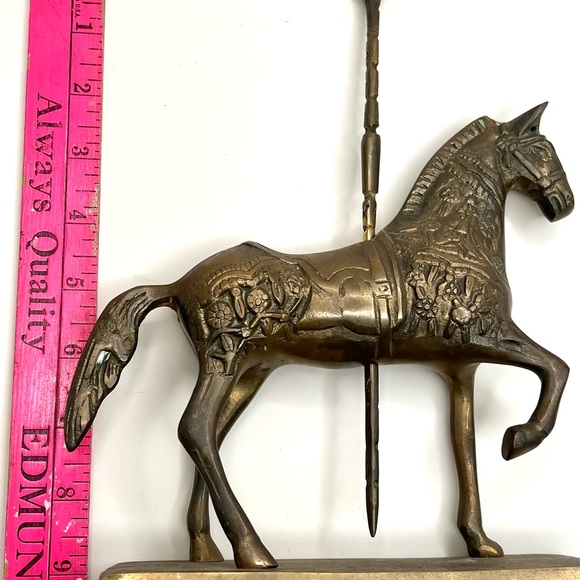 Decorative Brass Carousel Horse On Base Hollywood Regency Circus Equestrian Gold - Picture 7 of 9